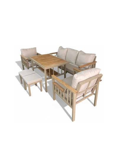 Balkon Takımı, Cappuccino Bahçe Takımı 5+1 Masa 70x110 3lü Koltuk 70x180 Tekli Koltuk 70x70 Bej