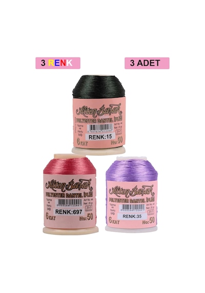3 Adet Altınbaşak Oya Ve Dantel İpi 20 Gr - Royaleks - No: 697 - 035 - 015