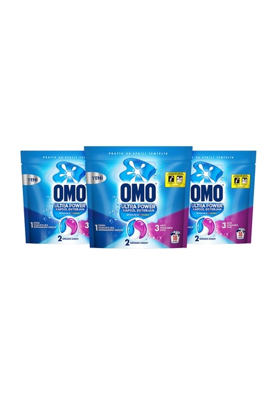 Omo Ultra Power Kapsül Deterjan Beyazlar Ve Renkliler 18 Yıkama X3 Diğer