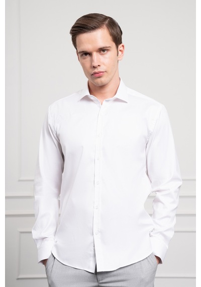 Morven Erkek Beyaz Pamuk Trend Slim Fit İtalyan Yaka Gömlek 25mc004040600 Beyaz Beyaz