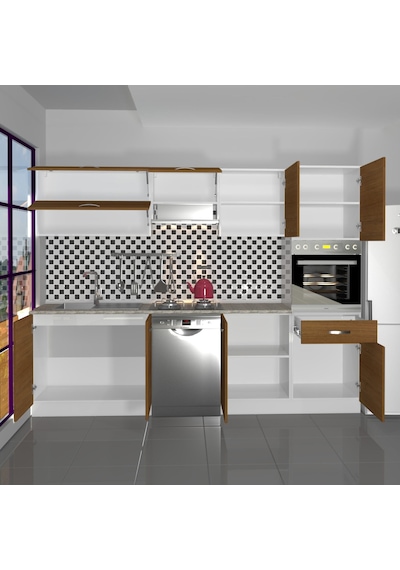Decoraktiv Elite 280y Ankastre Boy Dolaplı Mdf Hazır Mutfak Dolabı - Tezgah Dahil - Naturel Ceviz Decoraktiv Elite 280y Ankastre Boy Dolaplı Mdf Hazır Mutfak Dolabı - Tezgah Dahil - Naturel Ceviz
