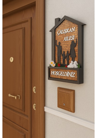 Kişiye Özel Aile İsimliği Kapı Üstü Hoşgeldiniz Yazılı Dekoratif Kapı Süsü Giriş Hoşgeldiniz Süsü