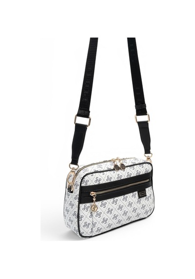 Silver & Polo Silver Polo Beyaz - Siyah Monogram Kadın Çapraz Çanta Sp1280
