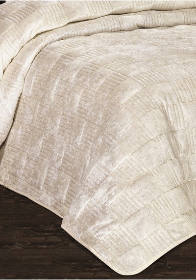 Goldroom Home Ranya Kadife Nakışlı Tek Kişilik Yatak Örtüsü Krem