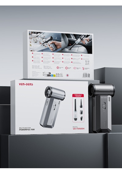 Ven-dens Vd-fan004 8000 Mah Taşınabilir Güçlü Fan, 100000 Rpm Motor Hızı, 29,6 W Güç, Şarjlı Kullanım, Koyu Gri
