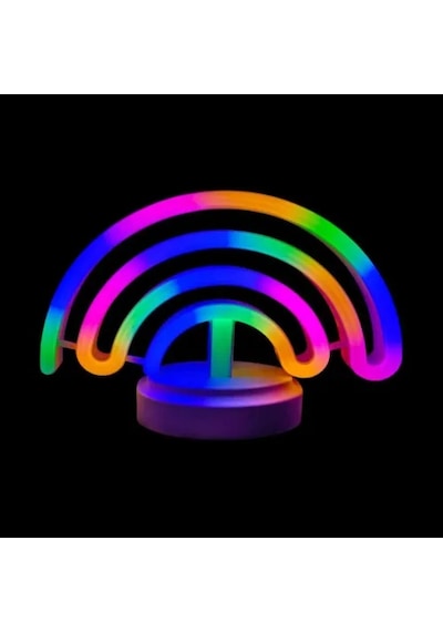 Neon Işıklı Gökkuşağı Masa Gece Lambası Sarı