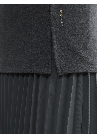Lcwaıkıkı Classic Antrasit Soft Touch Taşlı Kadın Sweatshirt Tunik