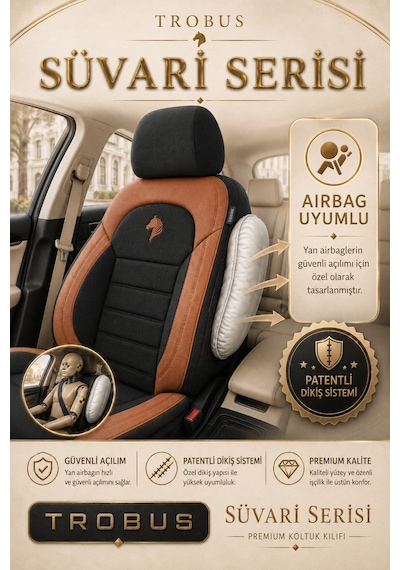 Subaru Impreza 2008-2011 Uyumlu Süvari Serisi Siyah Taba Oto Koltuk Kılıfı