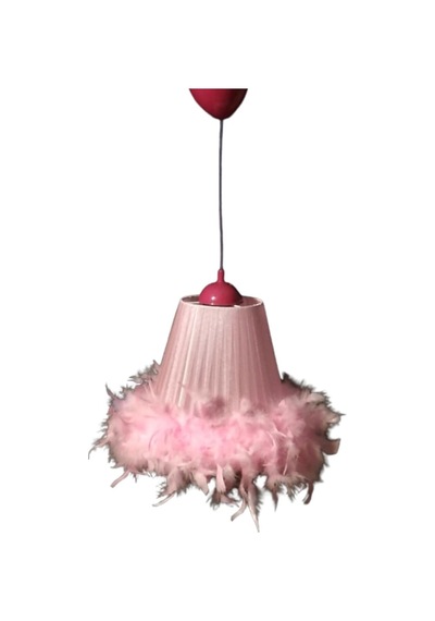 Pembe Tüylü Avize Kız Çocuk Odası Yatak Odası Avizesi Pembe Plast
