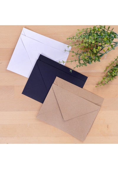 Standart Zarf Seti, 13x18 Cm 6 Adet Kraft-beyaz-siyah