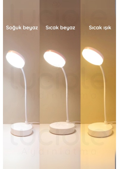 Ct-8440 Berlin Şarjlı Dokunmatik Dimmerli 3 Renk Led Masa Lambası - Beyaz Diğer