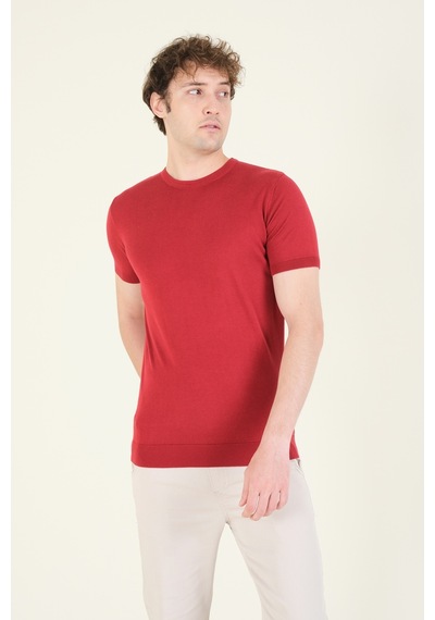 Giyim Dünyası Kadın Sıfır Yaka Merserize T-shirt Bordo 001