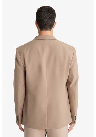 Defacto Slim Fit Dar Kesim Twill Düğmeli Blazer Ceket F7232ax25aubg404 Bej