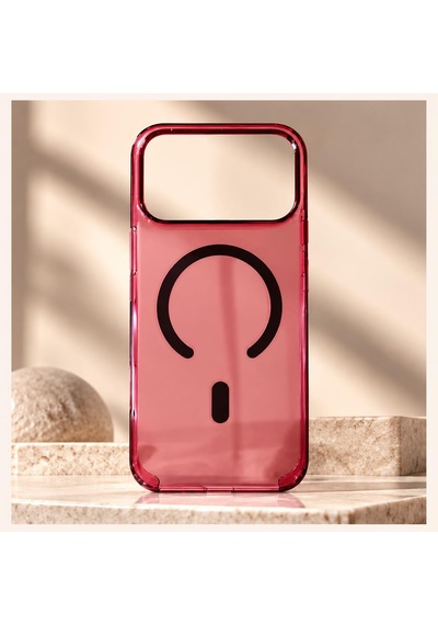 Premium Tpu Şeffaf Bordo Kılıf İphone 18 Pro Max İle Uyumlu Magsafe