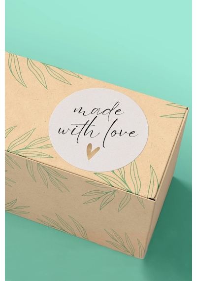 Made With Love Kalpli Beyaz Sticker 3x3cm St2249 Çok Renkli