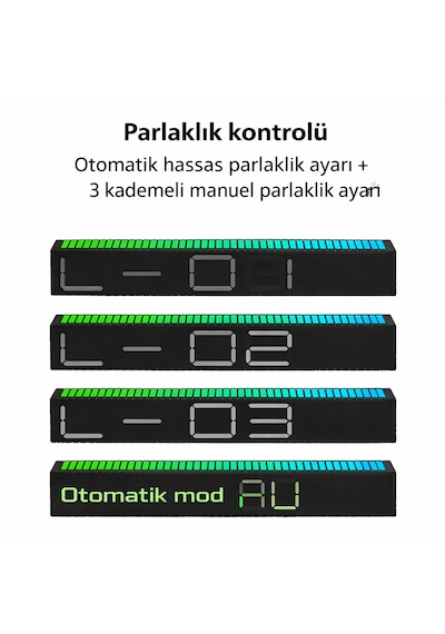 Techtic Geniş Ekran Dijital Masa Saati Ses Ritim Sensörlü Rgb Işık Tarih & Alarm Özellikli Modern Led Saat Siyah