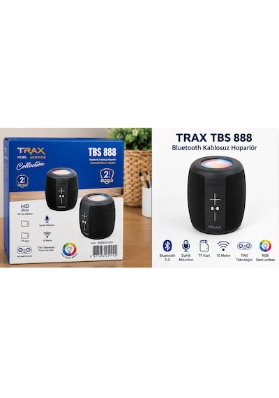 Trax Tbs 888 Bluetooth Hoparlör Rgb Işıklı Tf Kart Destekli Kablosuz Speaker