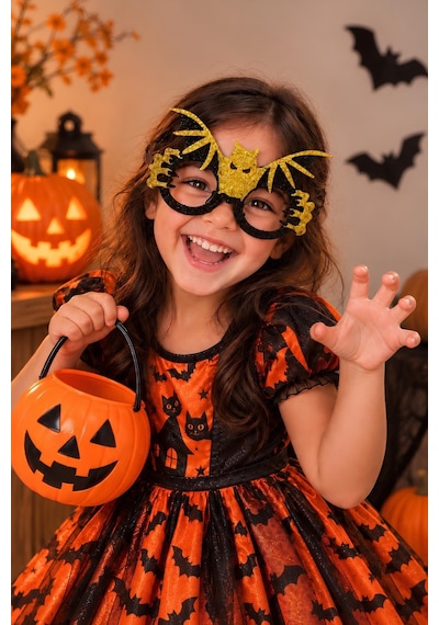 Cadılar Bayramı Simli Yarasa Gözlüğü Gold Siyah Halloween Çocuk Parti Aksesuarı Tüm Yaşlar