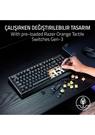 Razer Blackwidow V4 Tenkeyless Hyperspeed Turuncu Dokunsal Anaht