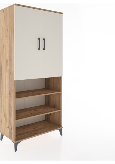 Hyperion Dolap 4 Raflı 2 Kapaklı Tek Askılı 88x44x195 Çam-aytaşı Atlas Çam
