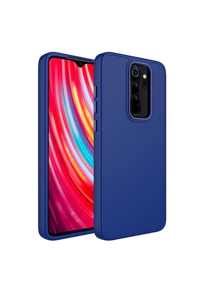 Xiaomi Redmi Note 8 Pro Renkli Metal Kamera Çerçeveli İçi Kadife Lansman Kılıf - Lacivert
