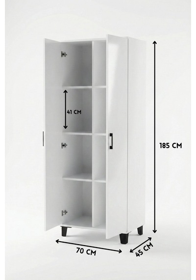 8 Gözlü Kiler Dolabı Beyaz 70 Cm Renkli