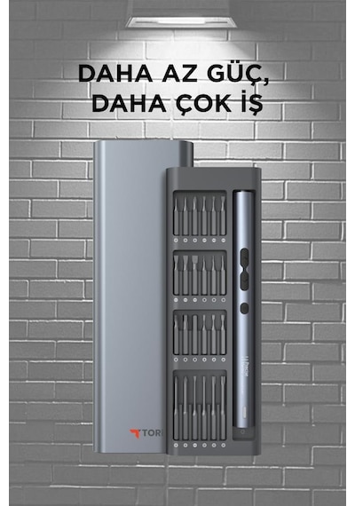 Torima Tts-04 48 Parça Şarjlı Hassas Tornavida Seti Led Işıklı, Mıknatıslı Alüminyum Kasa, Type-c