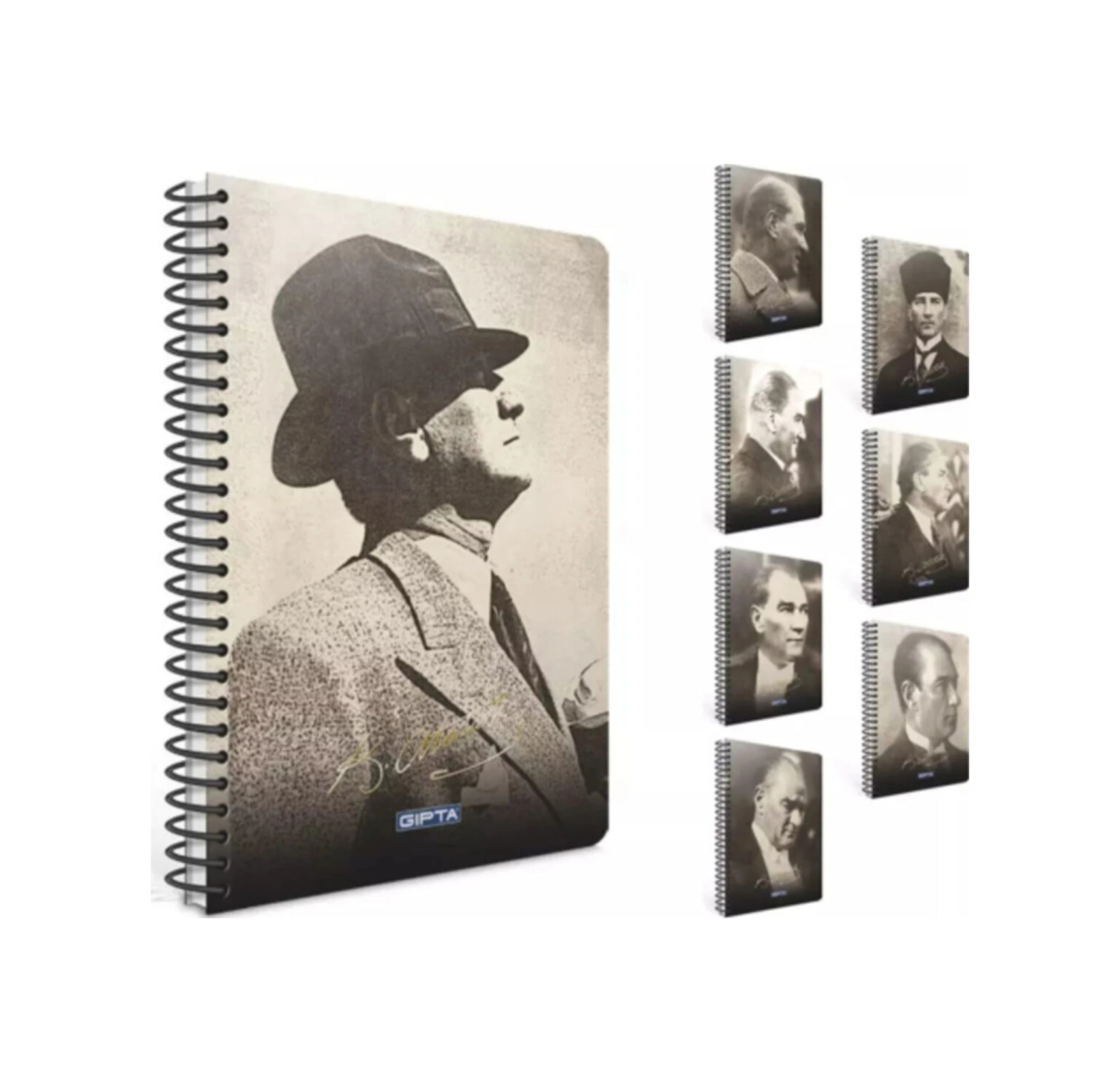 Atatürk Spiralli Sert Kapak 17x24 100 Yp Kareli Defter