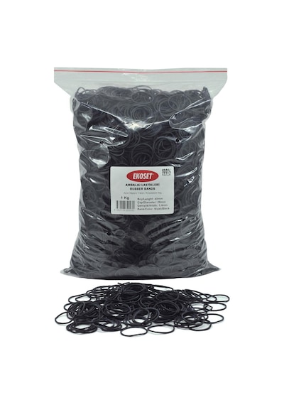 Ekoset Siyah Paket Ambalaj Toka Para Lastiği 40Mm 1Kg