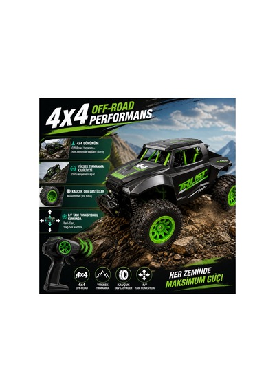 Uzaktan Kumandalı Off-road Kaya Tırmanıcı - 4x4 Arazi Aracı Terrain Vehicle Off Road Siyah - 885167466 Siyah
