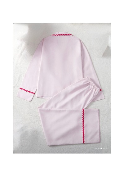 Lilly Dolce Pembe Beyaz Çizgili Biyeli Yumuşak Dokulu Yazlık Pijama Takımı Pembe Pembe