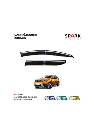 Dacia Duster 2018-2024 Yıl Aralığı Uyumlu Cam Rüzgarlığı 4 Parça Kromlu Siyah