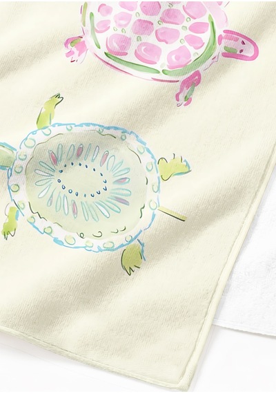 Deniz Kaplumbağası Figürlü Çocuk Plaj Havlusu - Pastel Marine Hızlı Kuruyan Mikrofiber Havlu Donuk Gölgesi