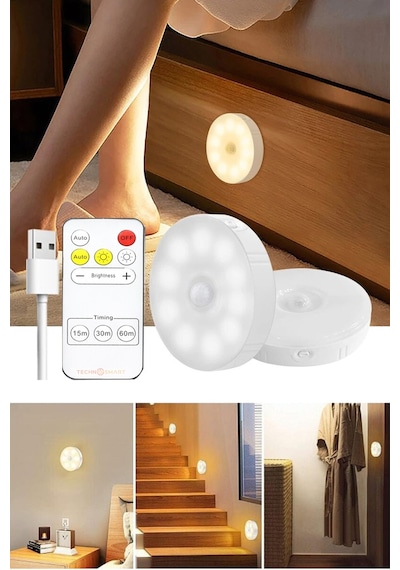 Trendpoint 2li Spot Led Kumandalı Usb Şarjlı Akıllı Hareket Sensörlü Çift Renk Kablosuz Lamba Diğer