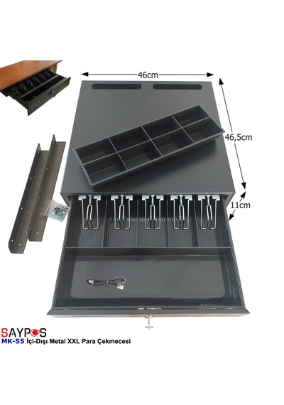 Montaj Askılı İç-dış Ful Metal 5 Banknot Para Çekmecesi 46x46x11