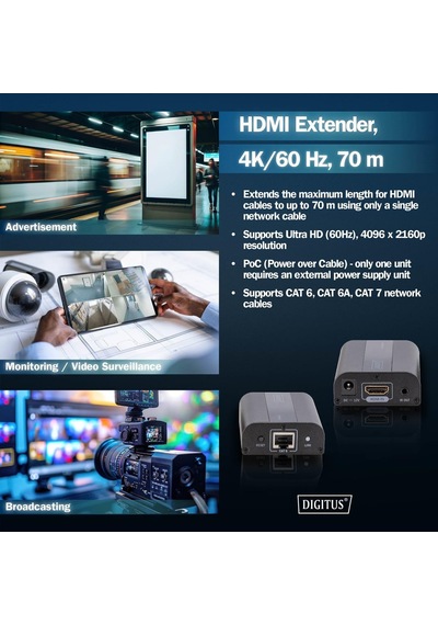Digitus Hdmi Extender - Ultra Hd, 4k, 60hz - Set Verici/alıcı -