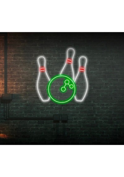 Bowling Topu Ve Lobutu Şekilli Neon Tabela Yeşil