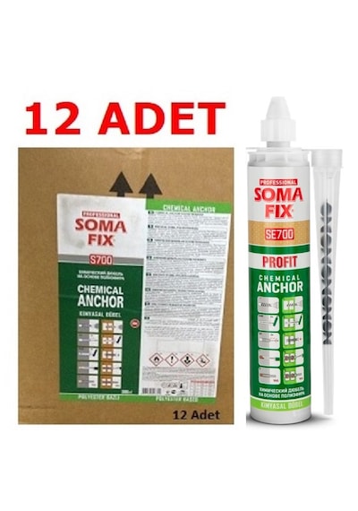 12 Adet Somafix Se700 Kimyasal Dübel 300ml