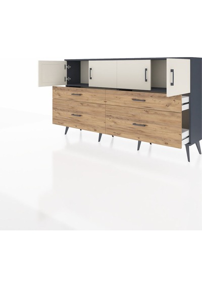 Arges Konsol 2 Raflı 4 Çekmeceli 4 Kapaklı 176x30x99 Antrasit-ayt Antrasit-aytaşı/çam Arges Konsol 2 Raflı 4 Çekmeceli 4 Kapaklı 176x30x99 Antrasit-ayt Antrasit-aytaşı/çam