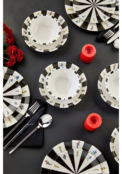 Cooker Noirelle 24 Parça Porselen Yemek Takımı Ckr4277 Siyah
