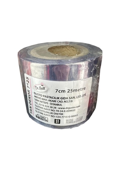 Omeyva Şeffaf Kalın Pasta Kenar Dekor Film Jelatini - 7 Cm. X 25 Metre - Krema Tutucu - 1 Rulo