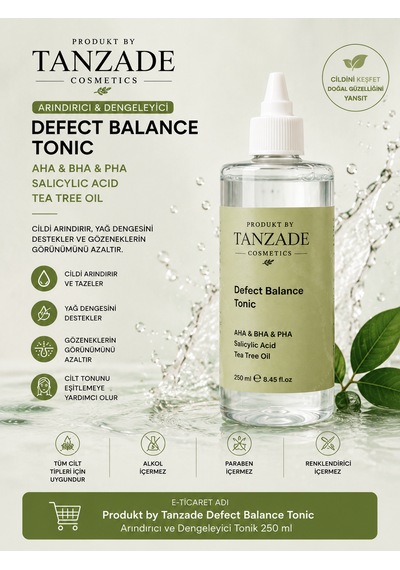 Produkt By Tanzade Defect Balance Arındırıcı Ve Dengeleyici Tonik 250 Ml Aha Bha Pha Salicylic Acid Tea Tree Oil
