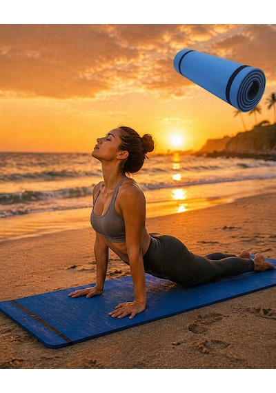 10mm Yoga Matı Mavi Çok Renkli