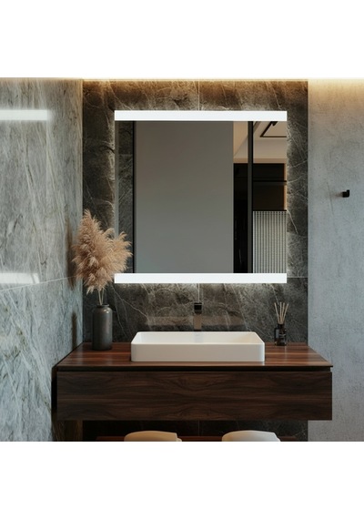90x90 Cm Kare Led Banyo Aynası Touch Sensörlü, Dimmerli, Beyaz Işık 6500k Beyaz