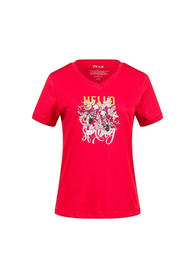 2as Alone Baskılı V Yaka Kadın T-shirt 402 Kırmızı
