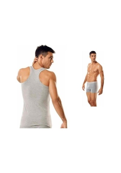 Tutku Erkek Gri Likralı Ribanalı Sporcu Atlet Ve Boxer Takımı 8'li Diğer