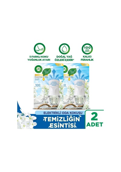 Air Wick Temizliğin Esintisi Elektrikli Oda Kokusu Cihaz Kit 2'li + Yedek Şişe 4'lü