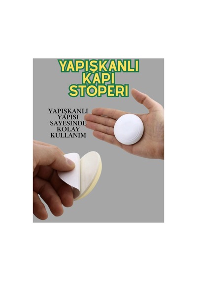 Yapışkanlı Kapı Kolu Stoperi Beyaz - Duvar Koruyucu Tampon Silikon Kapı Arkası Stopu-boya Koruyucu Disk Stoper-kapı Çarpma Engelleyici