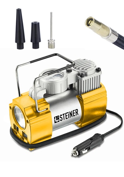 Steiner 12v Çakmaklık Girişli 150 Psi Mini Hava Kompresörü Sarı