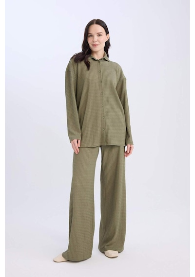 DeFacto Bürümcük Pantolon Straight Fit Beli Lastikli Basic Düz Geniş Bol Paça D7522AX24AUKH82